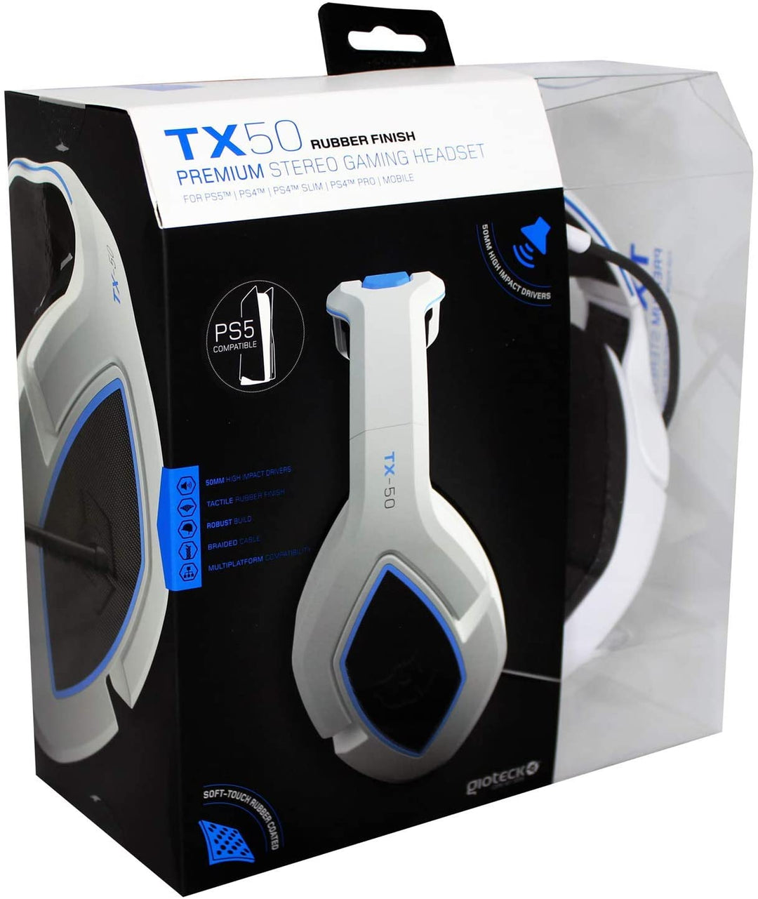 Gioteck TX-50 Wired Stereo Gaming Headset (PS5) (White/Blue) (4/16) (PS5)