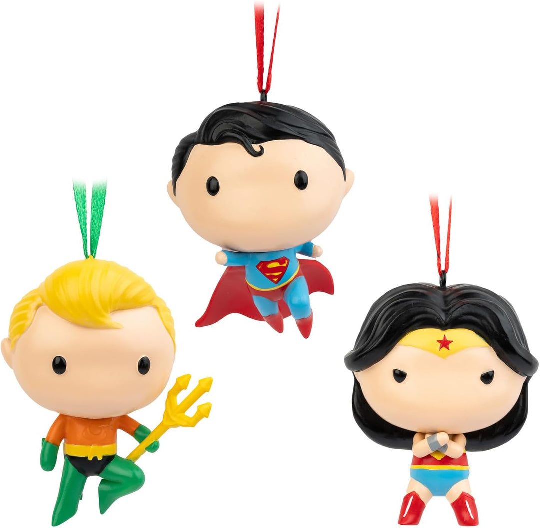 Grupo Erik DC Comics Christmas Ornaments | Set Of 3 - Superman & Wonder Woman & Aquaman | Christmas Hanging Ornament