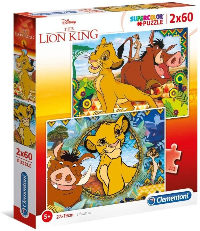 Clementoni - 21604 - Supercolor Puzzle for children - Disney Lion King - 2 x 60 Pieces Puzzle