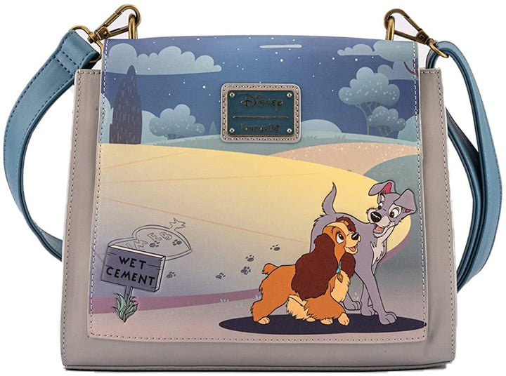 Loungefly Disney Lady and the Tramp Heart Wet Cement Crossbody Bag