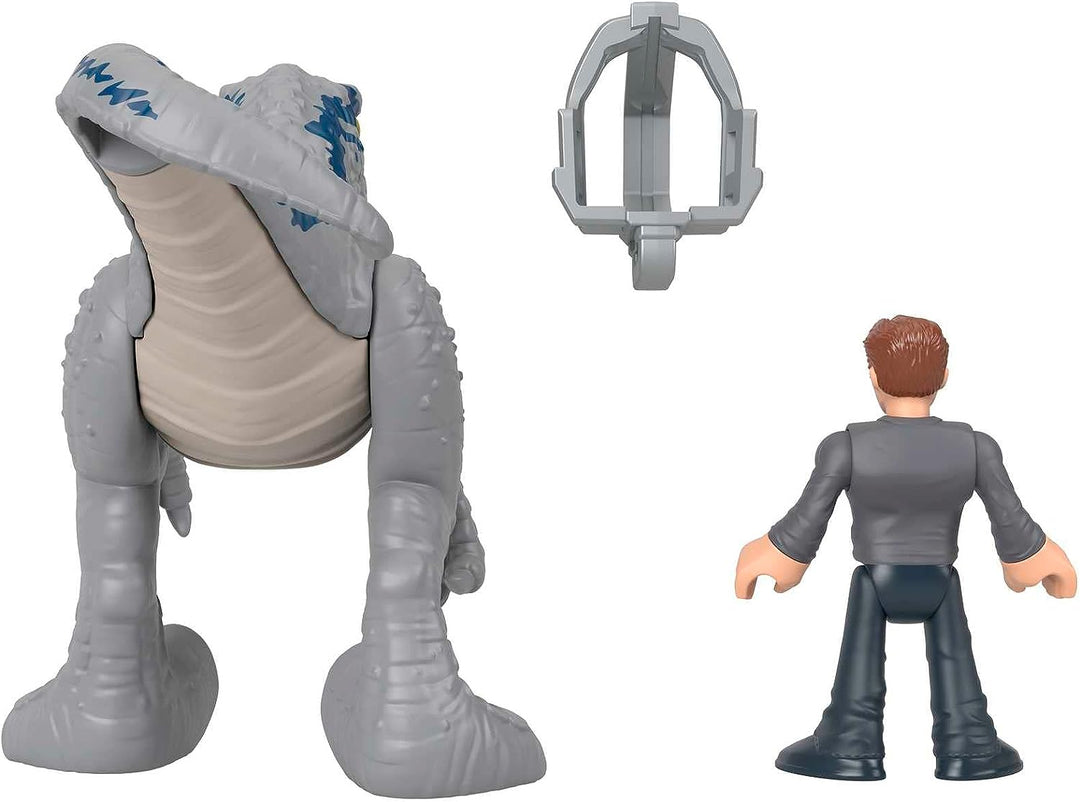 Imaginext Jurassic World Dominion Dinosaur Toy Set with Blue and Owen Grady for Preschool Pretend Play