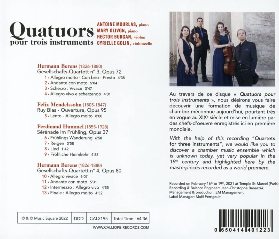 Quatuors Pour Trois Instruments [Audio CD]