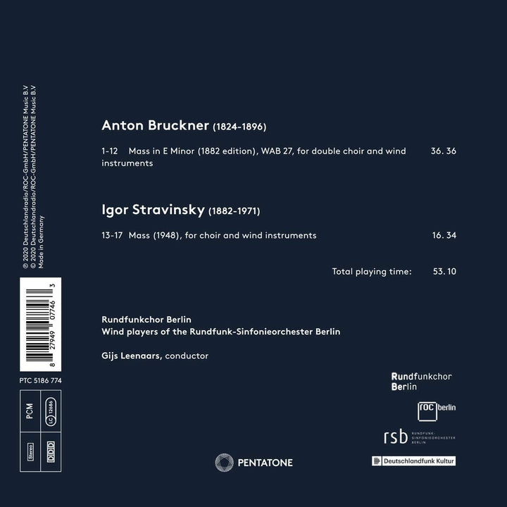 Rundfunkchor Berlin - Bruckner: Mass in E Minor; Stravinsky: Mass [Audio CD]