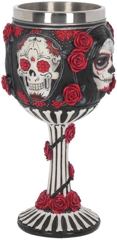 Nemesis Now Sugar Skull James Ryman Goblet 19.5cm Black, Resin w/stainless steel