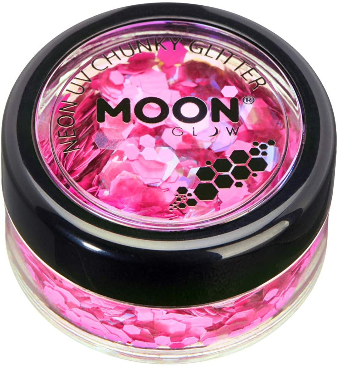 Moon Glow Neon Pink UV Chunky Glitter