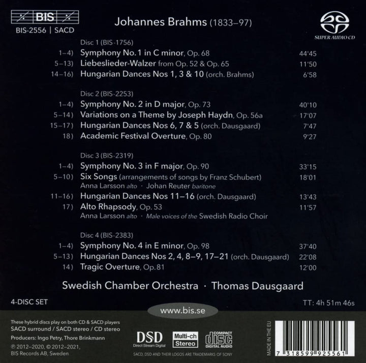 Swedish Chamber Orchestra & Thomas Dausgaard - Brahms: Symphonies [Audio CD]