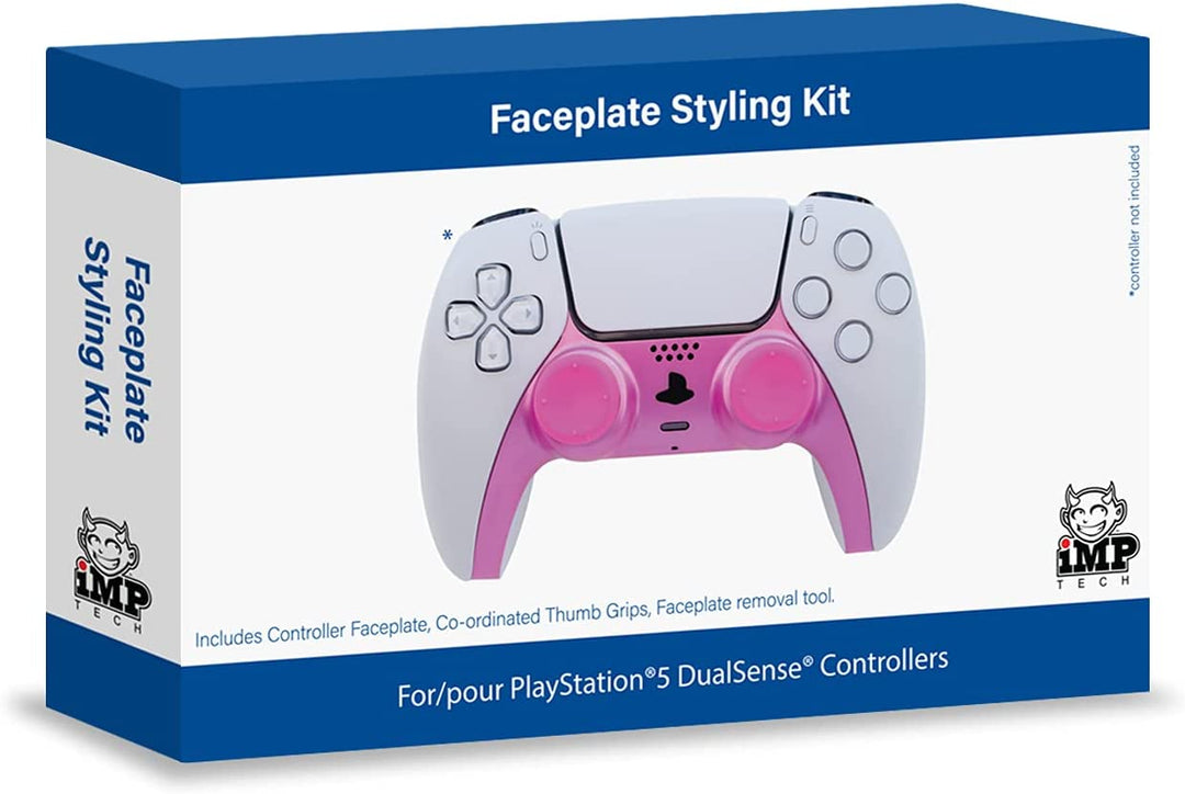 PS5-Controller-Styling-Kit (einschließlich Frontplatte und Daumengriffen) – Pink Sparkle (PS