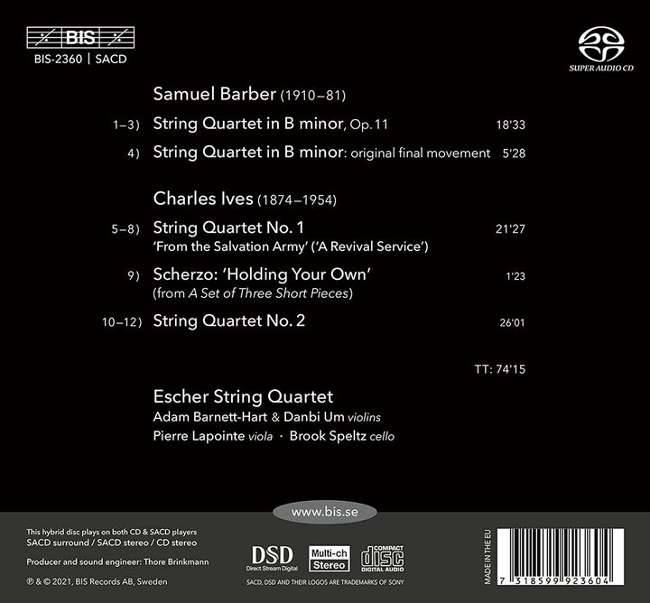 Barber & Ives: String Quartets [Escher String Quartet] [Bis: BIS2360] [Audio CD]