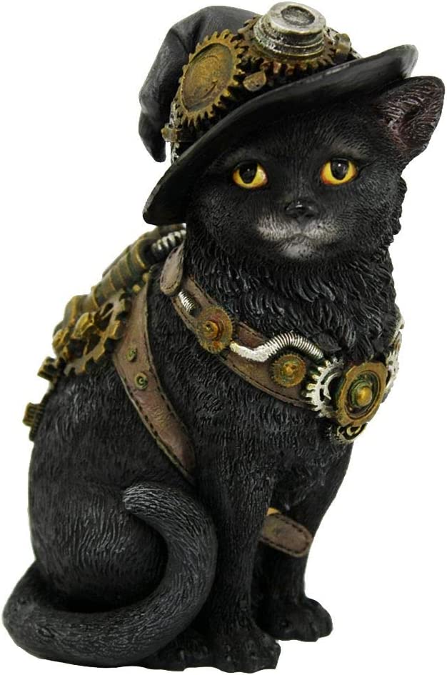 Nemesis Now D3893K8 Clockwork Kitty 16.5cm Figurine, Resin, Black