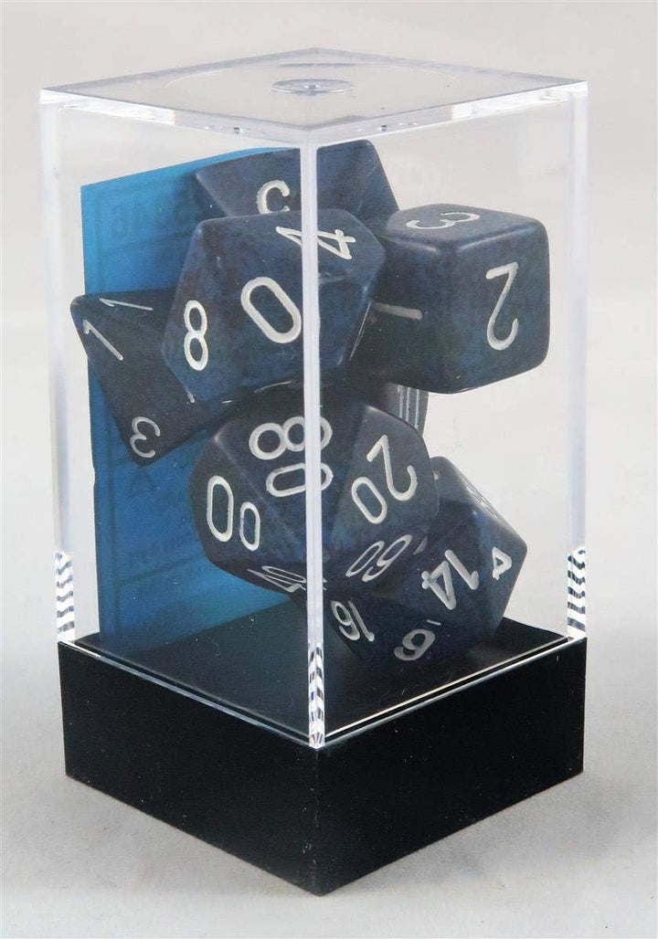 Chessex DND Dice Set-Chessex D&D Dice-16mm Speckled Stealth Plastic Polyhedral Dice Set-Dungeons and Dragons Dice ludes 7 Dice