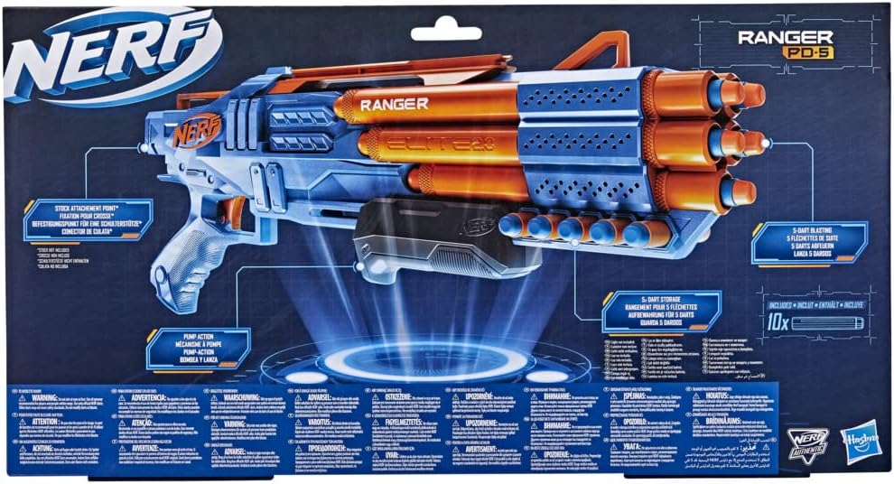 Nerf Elite 2.0 Ranger PD-5 Blaster, 5 Läufe, 10 Nerf Elite Darts, einfach