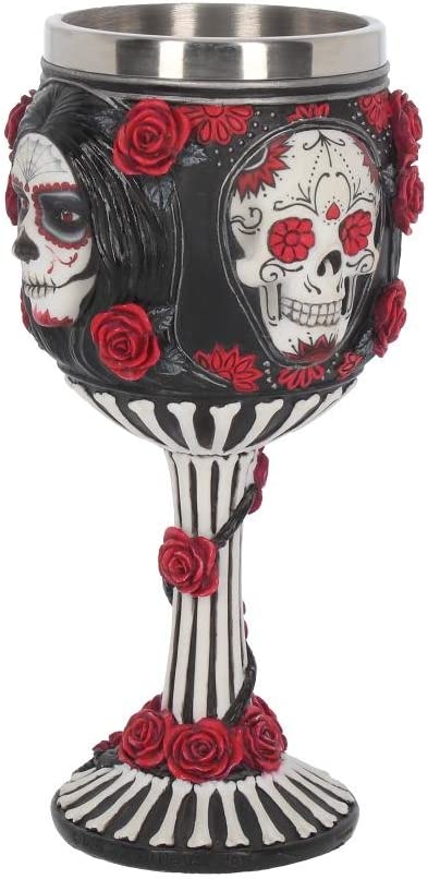 Nemesis Now Sugar Skull James Ryman Goblet 19.5cm Black, Resin w/stainless steel