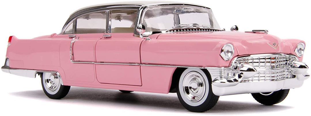 Jada Toys Elvis Presley Cadillac Fleetwood 1955 1/24 Scale Die-cast, Opening Doors, Boot & Bonnet, Includes Elvis Figure, Pink