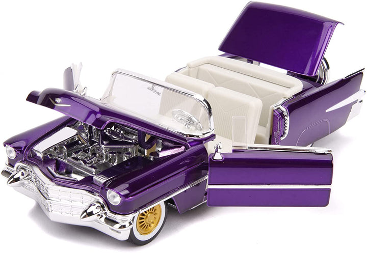 Jada Toys 253255011 1956 Presley Cadillac Eldorado Die-cast Toy Car, Doors, Trunk & Bonnet Open, Includes Elvis Figure, 1:24 Scale Purple