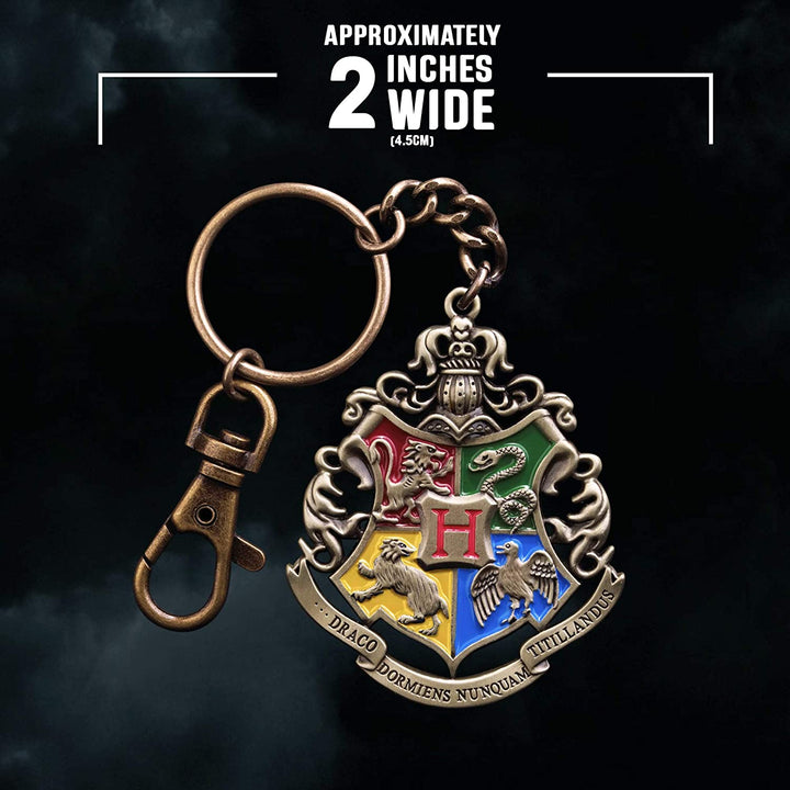 The Noble Collection Harry Potter Hogwarts Crest Keychain - 2in (4.5cm) Hand-enamelled Hogwarts School Keychain - Harry Potter Film Set Movie Props Gifts Merchandise