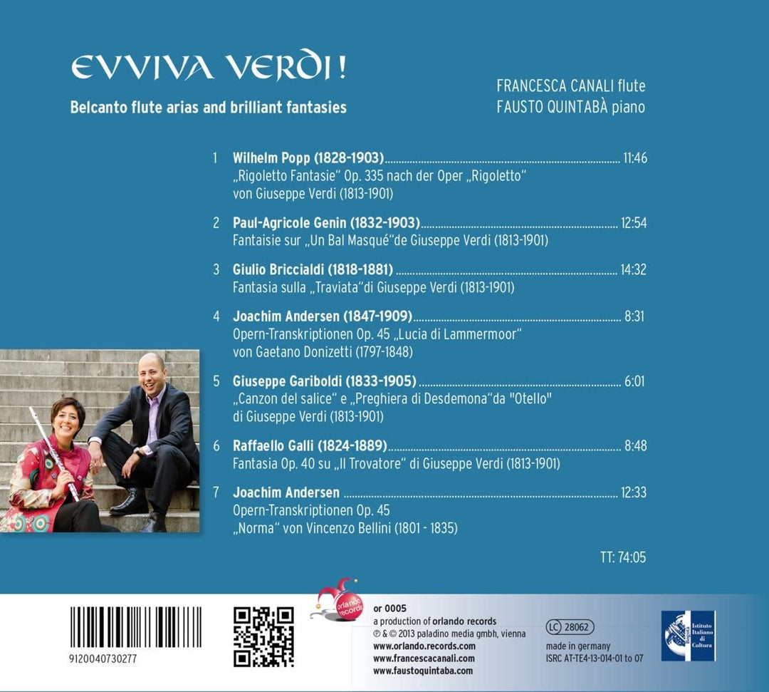 Francesca Canali, flute | Fausto Quintabà, piano - Evviva Verdi! [Audio CD]