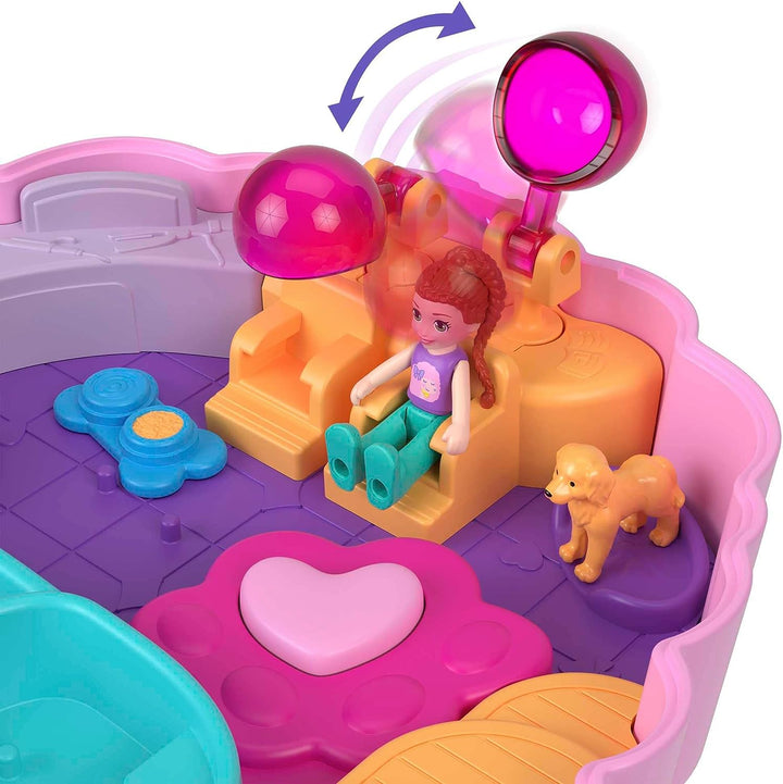 Polly Pocket Dolls and Playset, Animal Toys, Groom & Glam Poodle Compact Playset