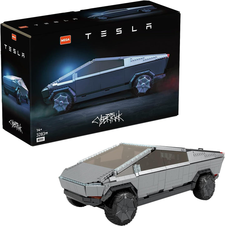 MEGA Tesla Vehicle Building Toy for Adults, Cybertruck Collector Truck with 3283 Pieces and Accessories, GWW84