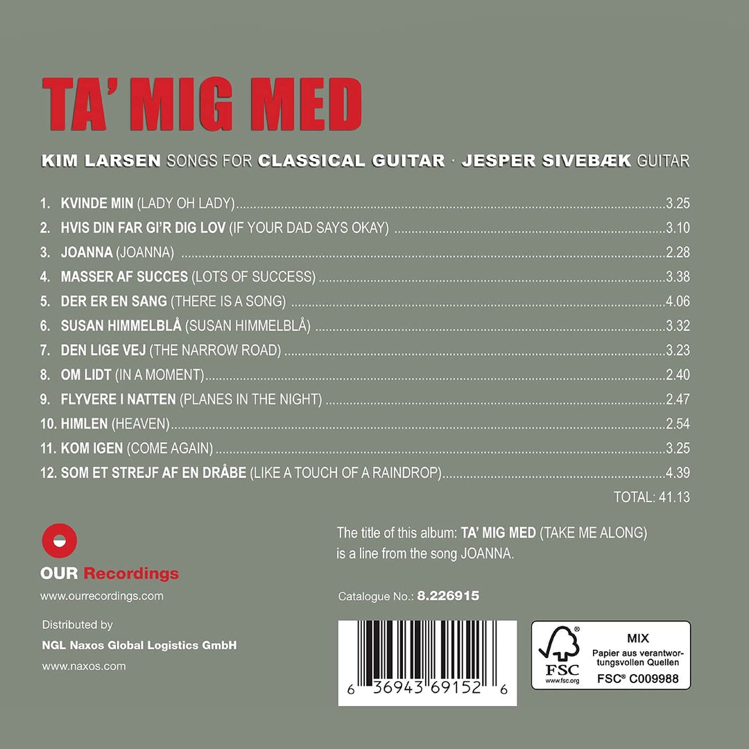 Larsen: Ta Mig Med [Jesper Sivebæk] [Our Recordings: 8.226915] [Audio CD]