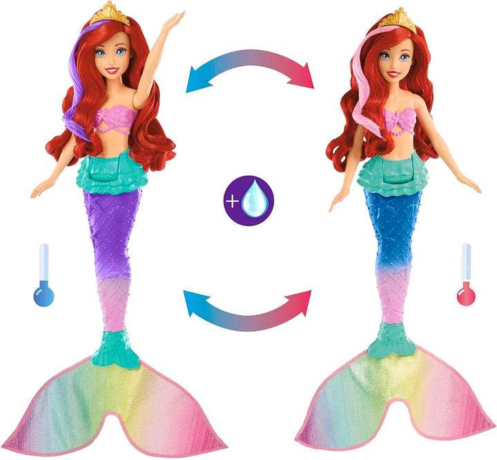 Disney Princess Toys, Ariel Swimming Mermaid Doll with Color-Change Hair and Tail