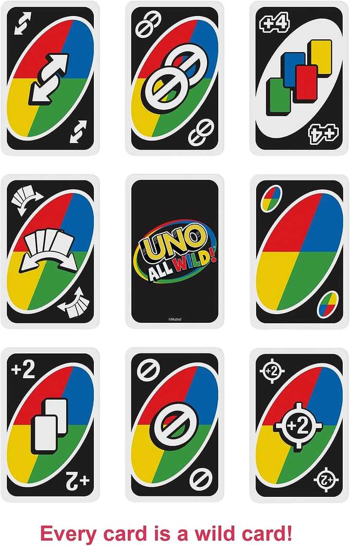 UNO All Wild Card Game with 112 Cards, Gift for Kid, Family & Adult Game Night for Players 7 Years