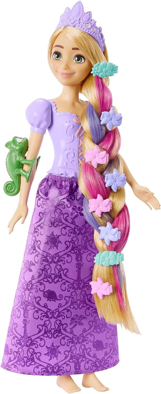 Disney Princess Toys, Rapunzel Doll with Color-Change Hair Extensions and with Hairstyling Pieces and Doll Accessories