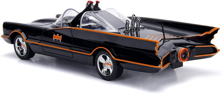 Jada Toys 253216001 Batman Classic Batmobile 1:18 Scale Model Car with Opening Doors, Boot & Bonnet, Includes Batman & Robin Figure from Die-cast, Black, Multicoloured, One Size