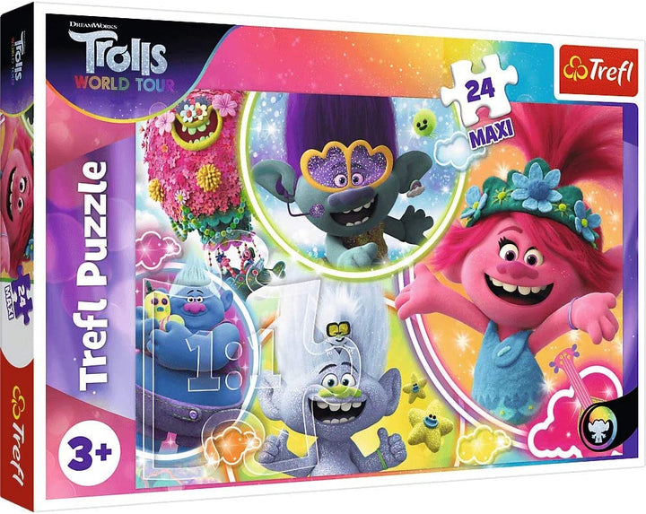 Trefl Jigsaw Puzzle, The Music World of Trolls, 24 Maxi Pieces, Universal Trolls World Tour