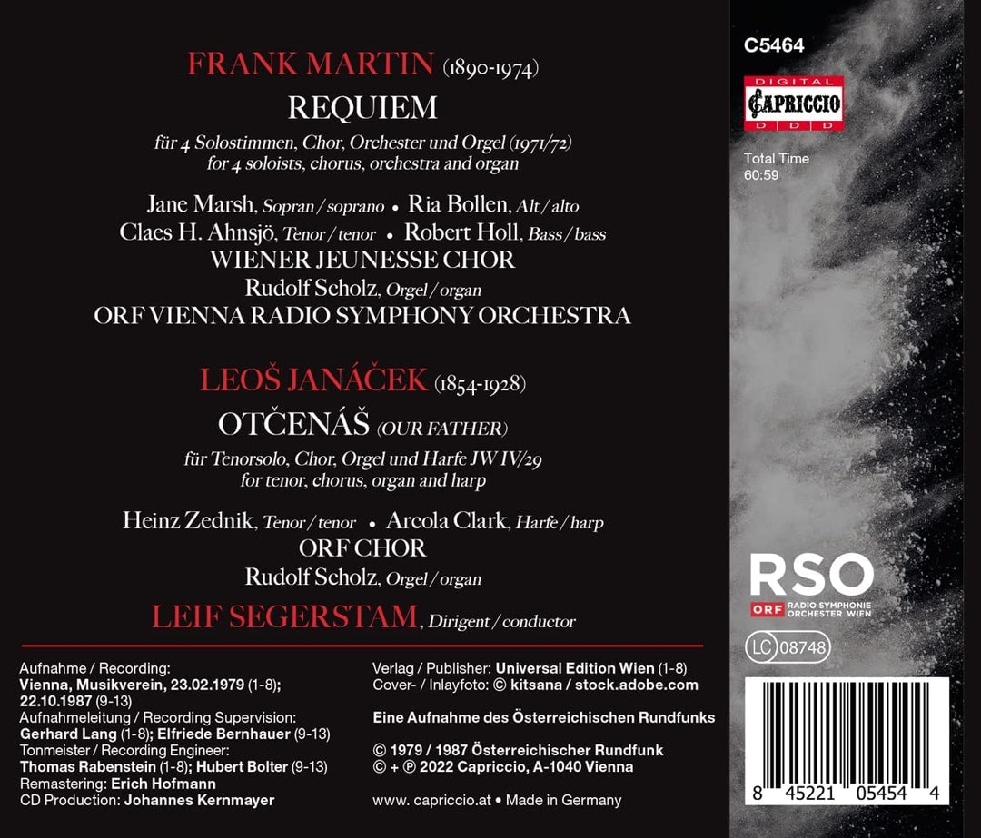 Frank Martin: Requiem [Wiener Jeunesse Chor; Rudolf Scholz; ORF Vienna Radio Symphony Orchestra; ORF Chor; Leif Segerstam] [Capriccio: C5454] [Audio CD]