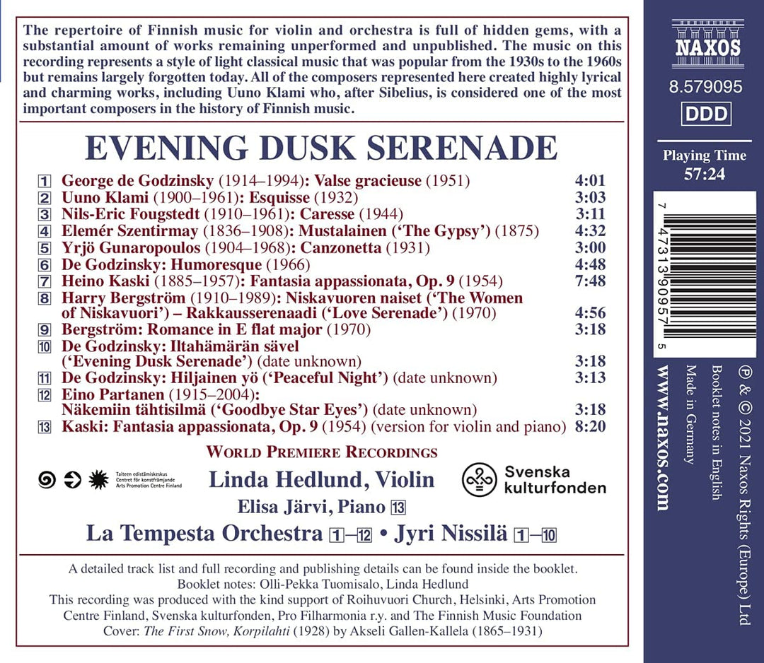 Bergstrom: Evening Dusk [Linda Hedlund; Elisa Järvi; La Tempesta Orchestra; Jyri Nissilä] [Naxos : 8579095] [Audio CD]