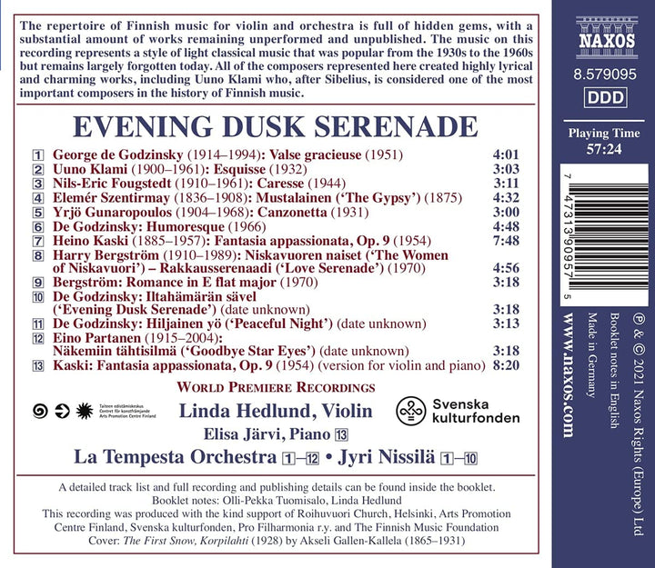 Bergstrom: Evening Dusk [Linda Hedlund; Elisa Järvi; La Tempesta Orchestra; Jyri Nissilä] [Naxos : 8579095] [Audio CD]