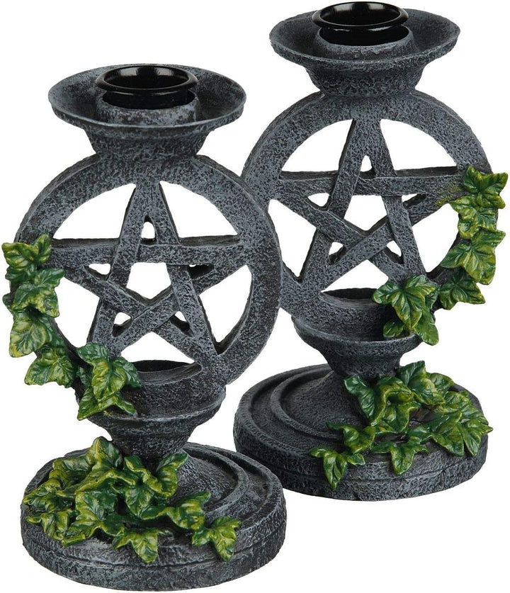 Nemesis Now Aged Pentagram Candlesticks Candle Holder 13.4cm Grey