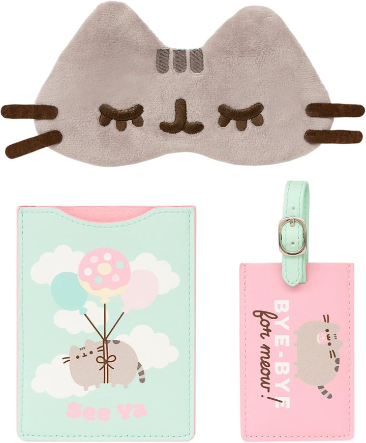 Grupo Erik Pusheen Travel Set | Passport Holder, Luggage Tag and Sleep Mask | Pusheen Gifts