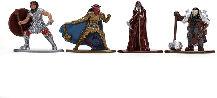 Jada Toys 253254000 Dungeons & Dragons Deluxe, Nano Collectable Figures from Die-Cast, Human Fighter, Deep Paladin, Drow Elf Rogue, Dwarf Cleric, Young Red Dragon, Toy Figures, 5 Pieces/Set, 4 cm