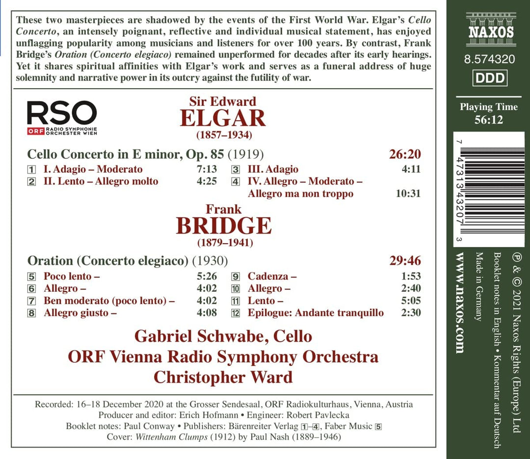 Elgar/Bridge: Cello Concertos [Gabriel Schwabe; ORF Vienna Radio Symphony Orches [Audio CD]