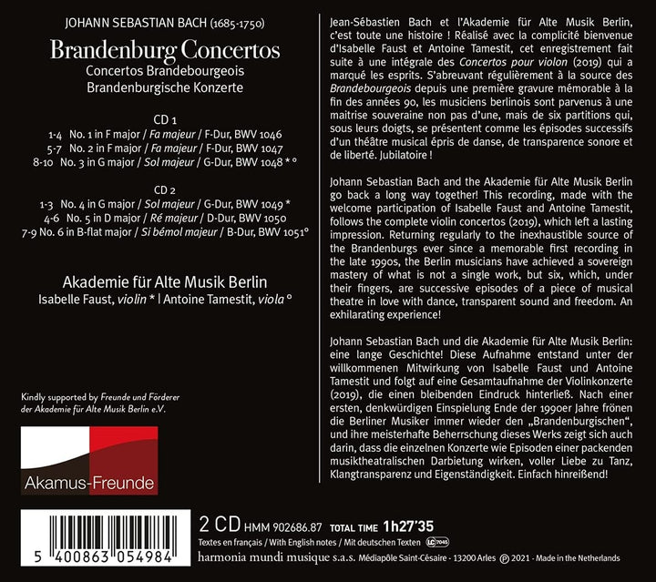 Akademie für Alte Musik Berlin  - J.S. Bach: Brandenburg Concertos [Audio CD]