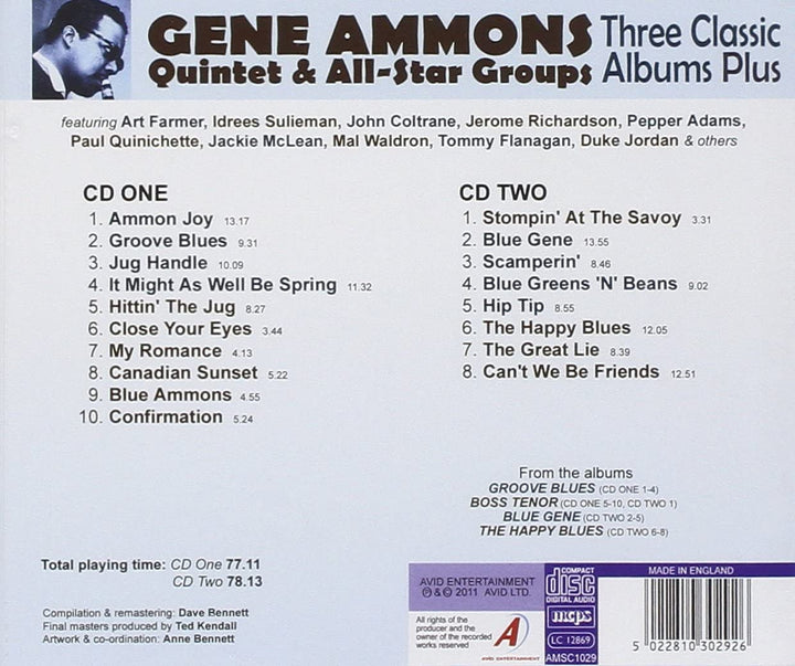 Gene Ammons  - Three Classic Albums Plus (Groove Blues / Boss Tenor / Blue Gene) [Audio CD]