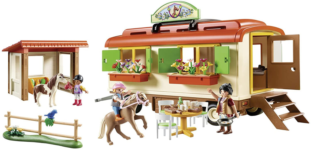 PLAYMOBIL Country 70510 Pony Shelter with Mobile Home, For ages 4+