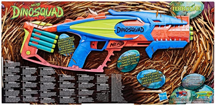 Nerf DinoSquad Terrodak – 12 Nerf Elite Darts – Dinosaurier-Design – 4 Dart Nerf Bl