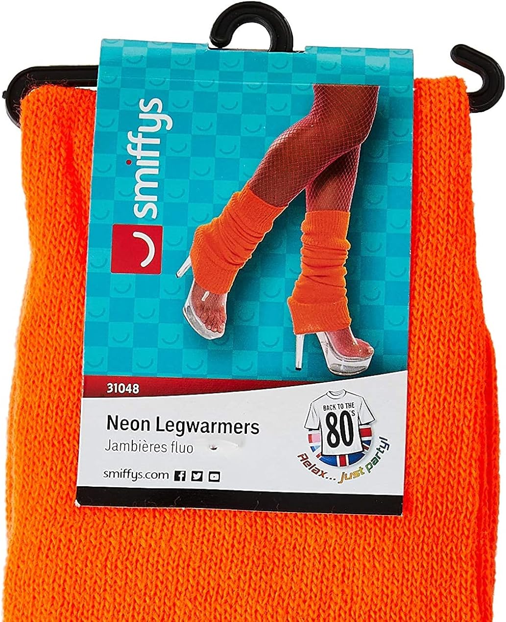 Smiffys Unisex Adult Neon Pink Leg warmers, Neon Orange, One Size, Back to the 80's