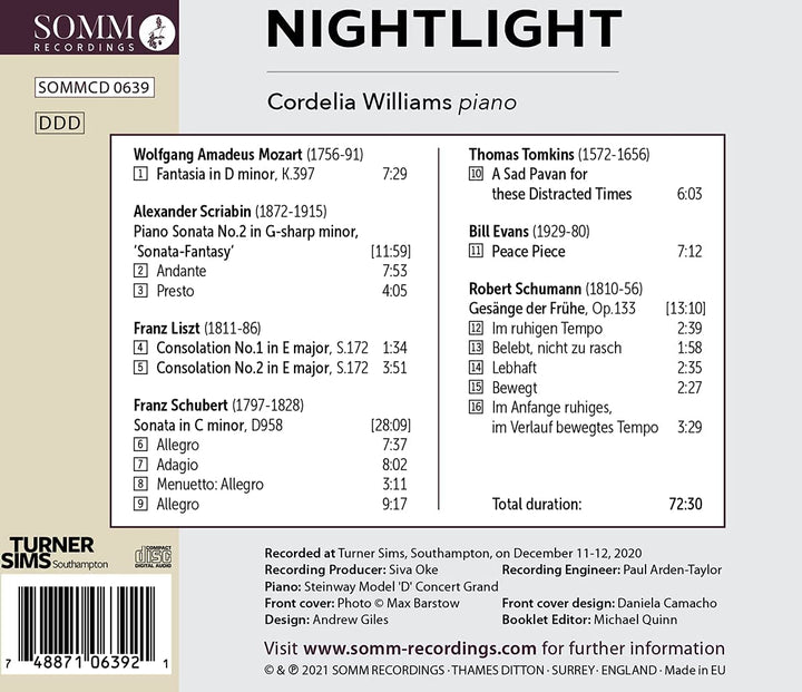 Nightlight [Cordelia Williams] [Somm Recordings: SOMM 0639] [Audio CD]