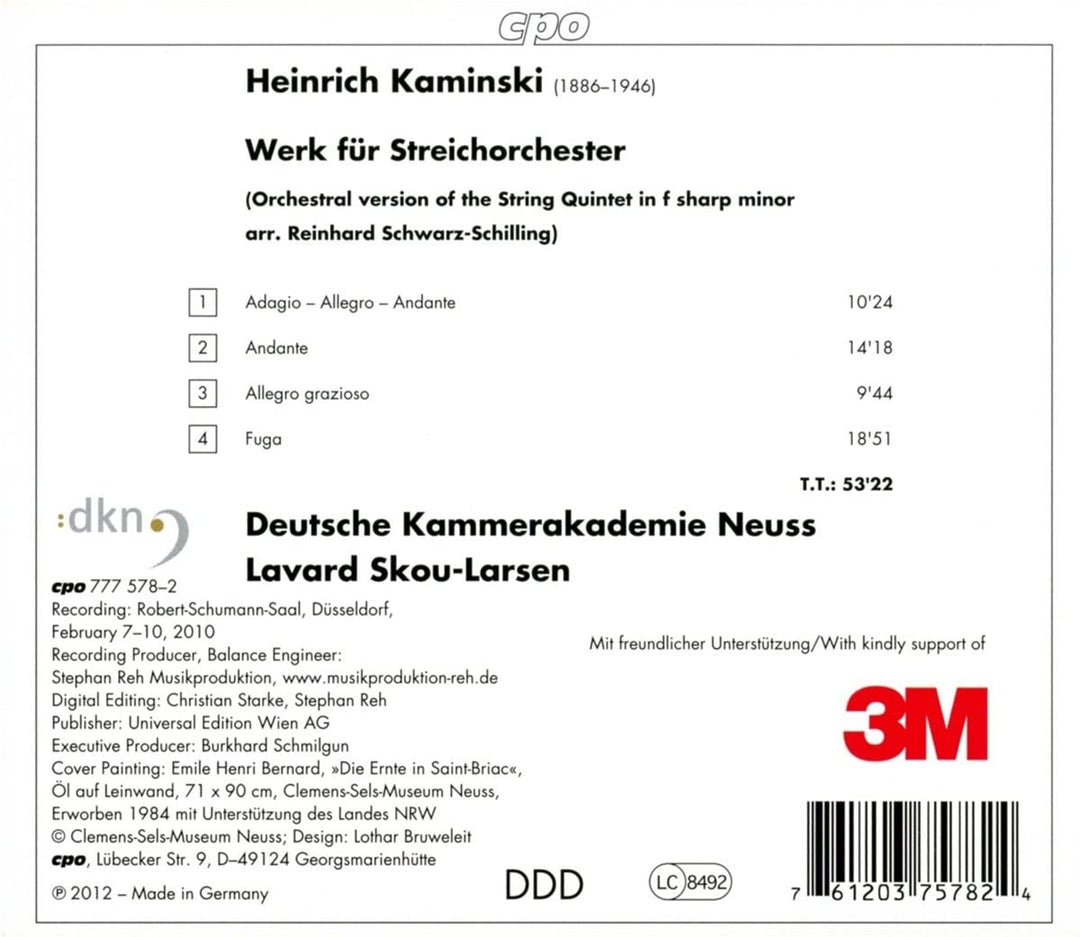 Kaminski: Werk Fur Streichorchester (CPO: 777578-2) [Audio CD]