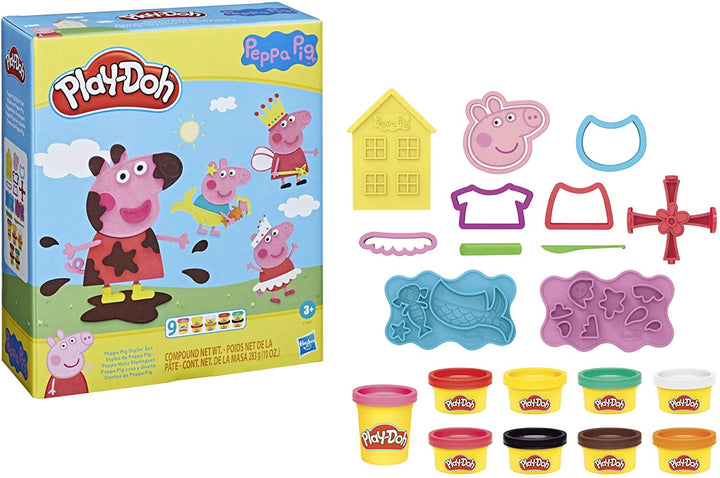 Play-Doh Peppa Pig Stylin Set with 9 Non-Toxic Modeling Compound Cans and 11 Accessories