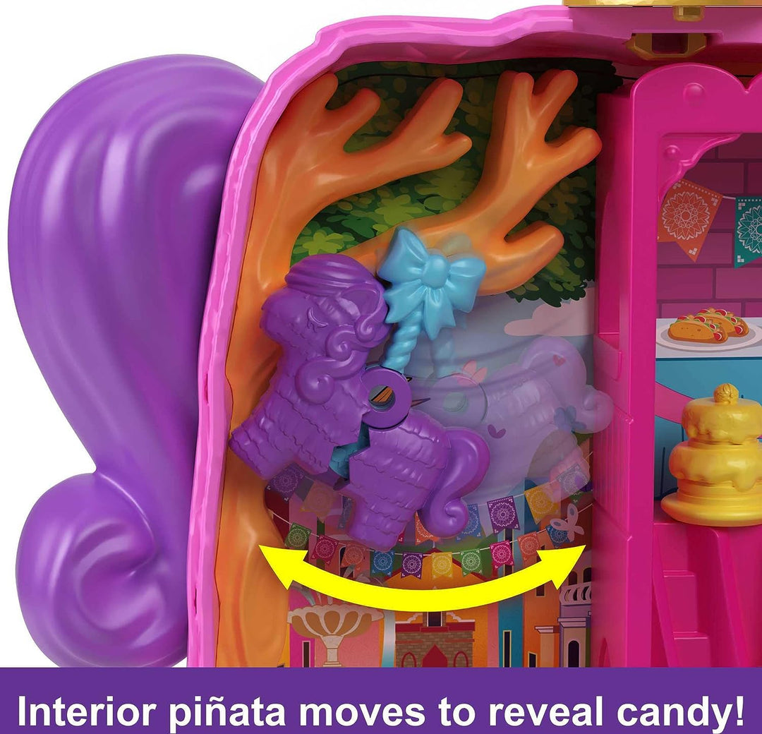 Polly Pocket Mini Toys, Piñata Party Compact Playset with 2 Micro Dolls and 14 Accessories