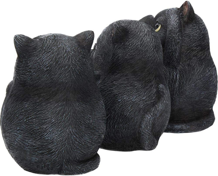 Nemesis Now Three Wise Fat Cats 8.5cm Figurine, Resin, Black