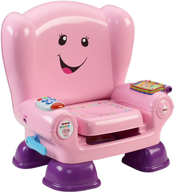 Fisher Price CFD39 Smart Stages - Silla rosa para actividades, juguete para niños de 1 año con sonidos, música y frases
