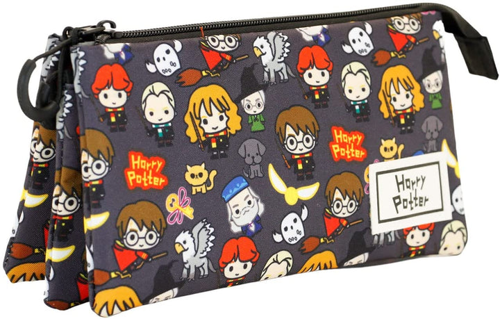 Harry Potter Charms-Fan Triple Pencil Case, Black