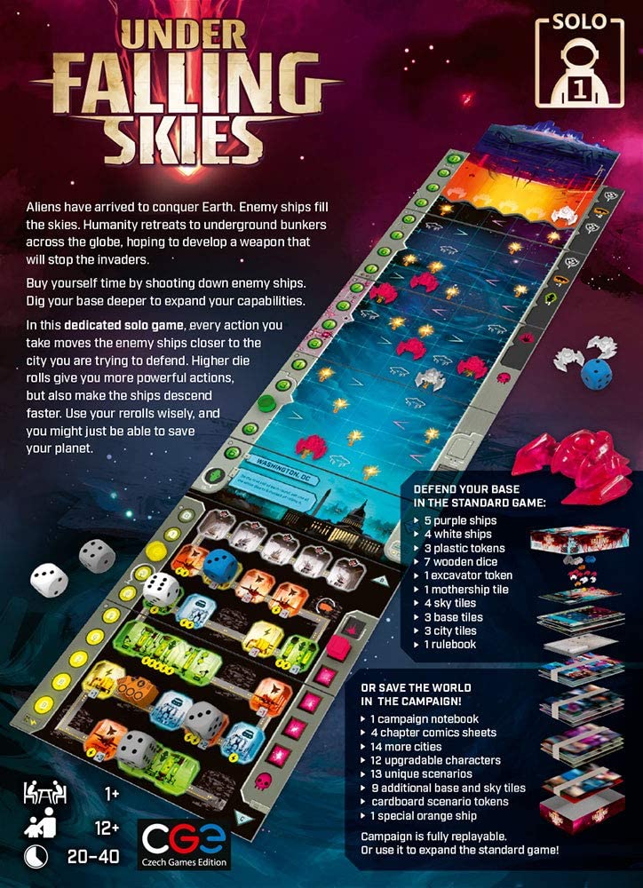 Czech Games Edition | Under Falling Skies | Board Game | 1+ Players | Ages 12+ |