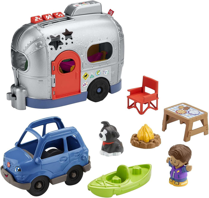 Fisher-Price Little People Light-Up Learning Camper Multilingual Edition, 2-in-