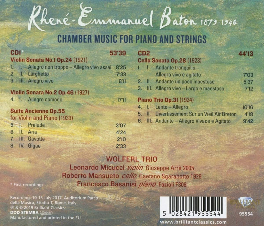 Francesco Basanisi - RHENÉ-BATON: Chamber Music for Piano and Strings [Audio CD]